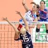Findomestic Volley Cup A1 2009/10 Play Off - Semifinali - Gara 1 MC Carnaghi Villa Cortese - Foppapedretti Bergamo Palalido, Milano - 01/05/2010 - Attacco di Arrighetti contrastato da Durisic